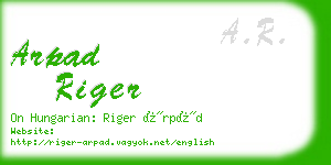 arpad riger business card